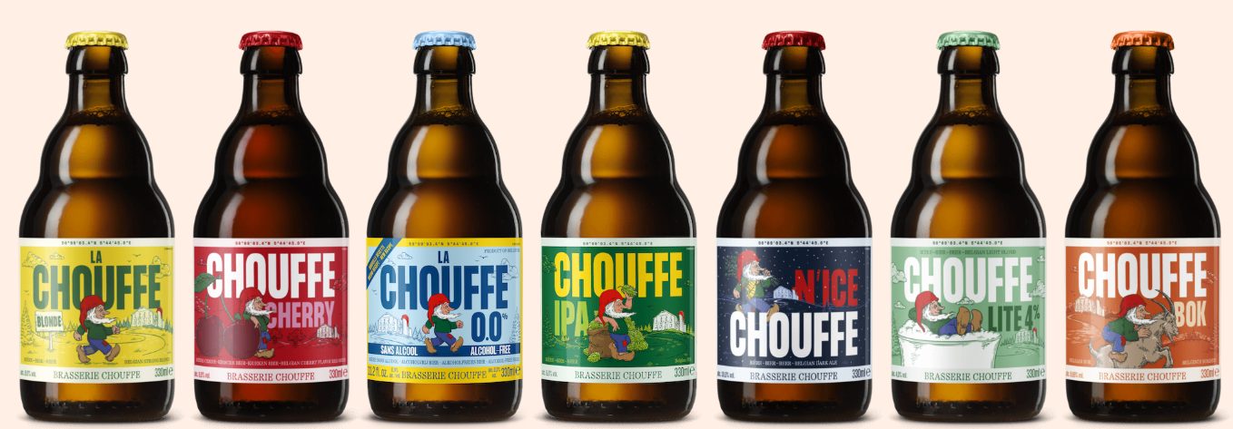 La Chouffe brewery sign with its gnome mascot in the Belgian Ardennes