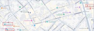 Map of the walk from Leuven Station to the Grote Markt