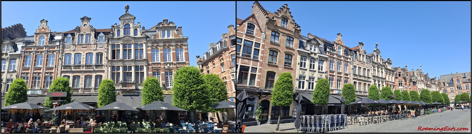 Wide view across the Oude Markt in Leuven