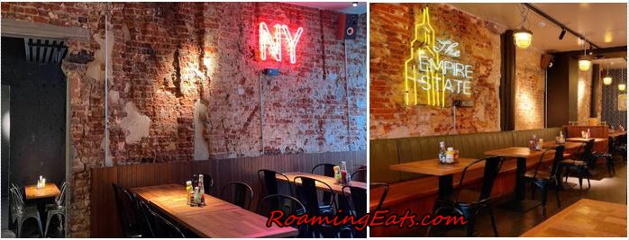 The casual, industrial-style interior of Manhattn's Burgers